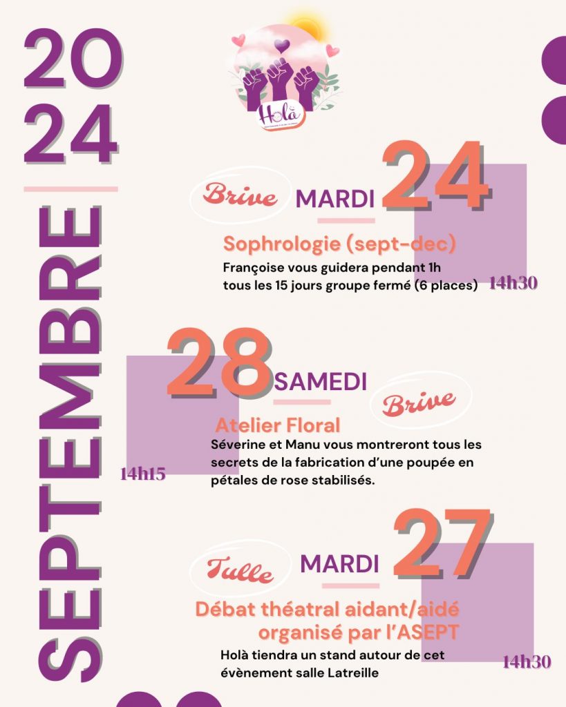 Programme du mois de septembre pour le dispositif Hola